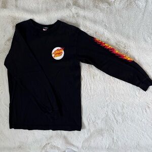 Santa Cruz Black Long Sleeve Shirt with Flame Design